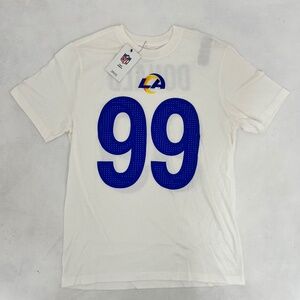 Nike Mens Size M T-Shirt White Swoosh Logo Los Angeles Rams Aaron Donald #99 NWT